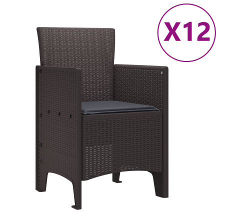 13 Daļu Dārza Komplekts Ar Spilveniem Brūnā Polirotangā Vidaxl