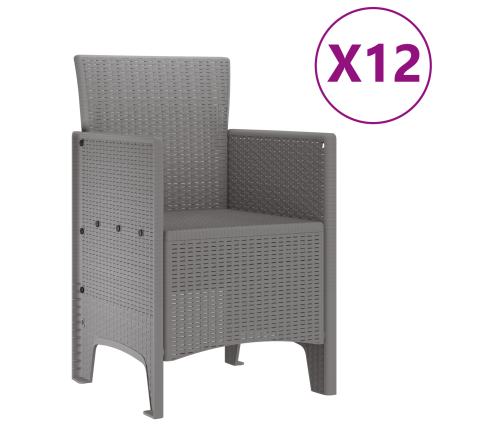 13 Daļu Dārza Ēdamistabas Komplekts Gaiši Pelēks Polietilēna Rotangpalma Vidaxl