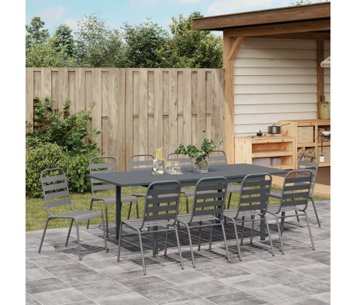 11 Daļu Dārza Ēdamgalds Antracīta Tērauda Vidaxl