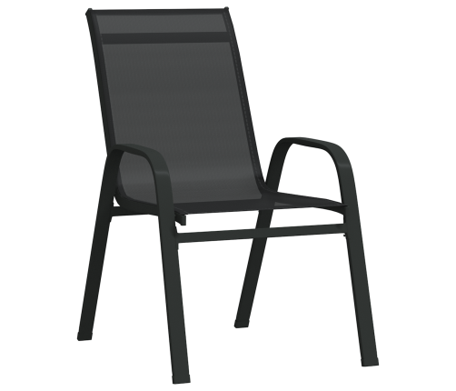 7 Daļu Dārza Ēdamgalds Melns Tekstilēns Un Tērauds Vidaxl