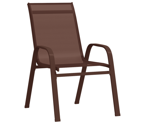 7 Elementu Dārza Ēdamistabas Komplekts Brūns Tekstilēns Un Tērauds Vidaxl