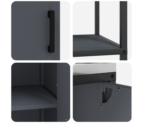 Virtuves Glabāšanas Komplekts 2 Pcs Antracīta 150 X 50 X 92 Cm Vidaxl