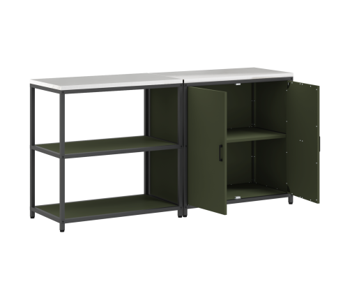 Virtuves Glabāšanas Komplekts 2 Pcs Olīvu Zaļš 150 X 50 X 92 Cm Vidaxl