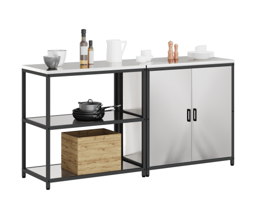 Virtuves Glabāšanas Komplekts 2 Pcs Sudrabs 150 X 50 X 92 Cm Vidaxl