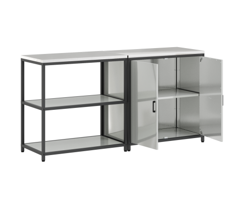 Virtuves Glabāšanas Komplekts 2 Pcs Sudrabs 150 X 50 X 92 Cm Vidaxl