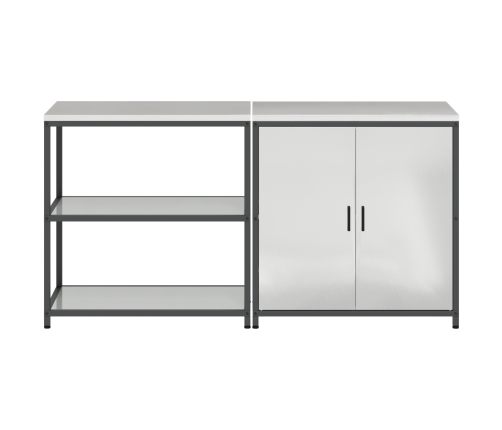 Virtuves Glabāšanas Komplekts 2 Pcs Sudrabs 150 X 50 X 92 Cm Vidaxl