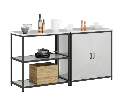 Virtuves Glabāšanas Komplekts 2 Pcs Sudrabs 150 X 50 X 92 Cm Vidaxl