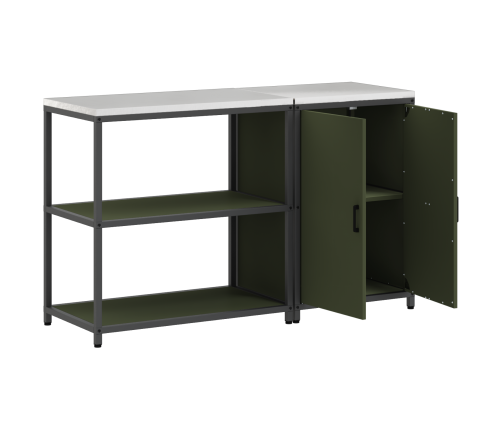 Virtuves Glabāšanas Komplekts 2 Pcs Olīvu Zaļš 150 X 50 X 92 Cm Vidaxl