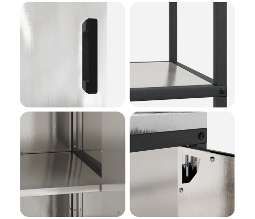 Virtuves Glabāšanas Komplekts 2 Pcs Sudrabs 150 X 50 X 92 Cm Vidaxl