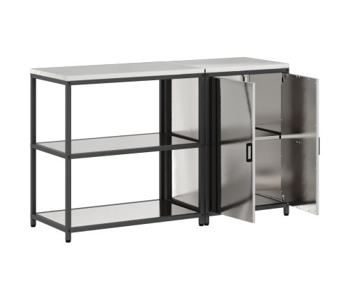 Virtuves Glabāšanas Komplekts 2 Pcs Sudrabs 150 X 50 X 92 Cm Vidaxl