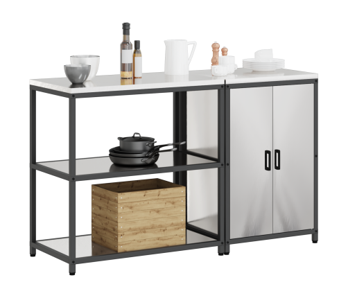 Virtuves Glabāšanas Komplekts 2 Pcs Sudrabs 150 X 50 X 92 Cm Vidaxl