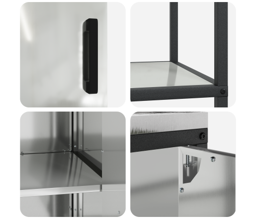 Virtuves Glabāšanas Komplekts 2 Pcs Sudrabs 150 X 50 X 92 Cm Vidaxl