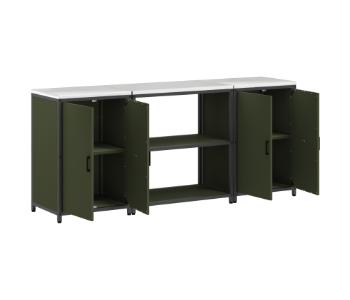 Virtuves Glabāšanas Komplekts 3 Pcs Olīvu Zaļš 210 X 50 X 92 Cm Vidaxl