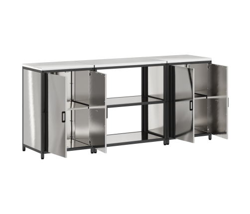 Virtuves Glabāšanas Komplekts 3 Pcs Sudrabs 210 X 50 X 92 Cm Vidaxl