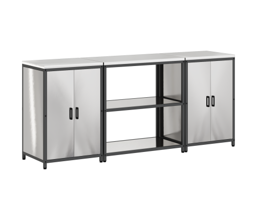 Virtuves Glabāšanas Komplekts 3 Pcs Sudrabs 210 X 50 X 92 Cm Vidaxl