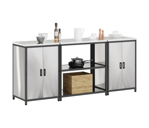 Virtuves Glabāšanas Komplekts 3 Pcs Sudrabs 210 X 50 X 92 Cm Vidaxl