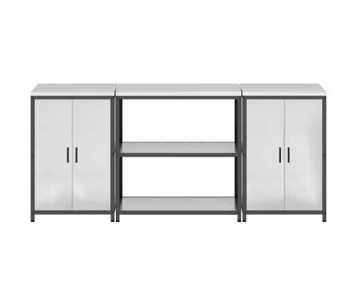 Virtuves Glabāšanas Komplekts 3 Pcs Sudrabs 210 X 50 X 92 Cm Vidaxl