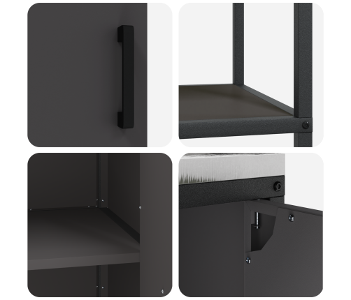 Virtuves Glabāšanas Komplekts 2 Pcs Melna 120 X 50 X 92 Cm Vidaxl