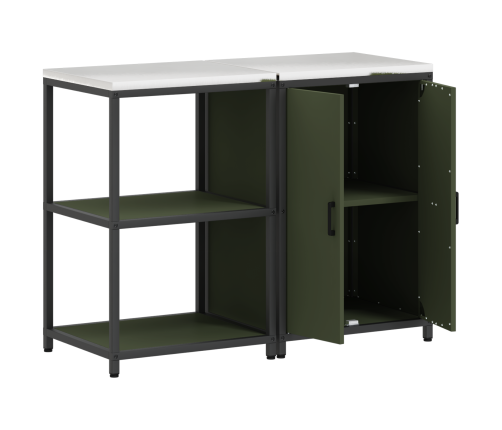 Virtuves Glabāšanas Komplekts 2 Pcs Olīvu Zaļš 120 X 50 X 92 Cm Vidaxl