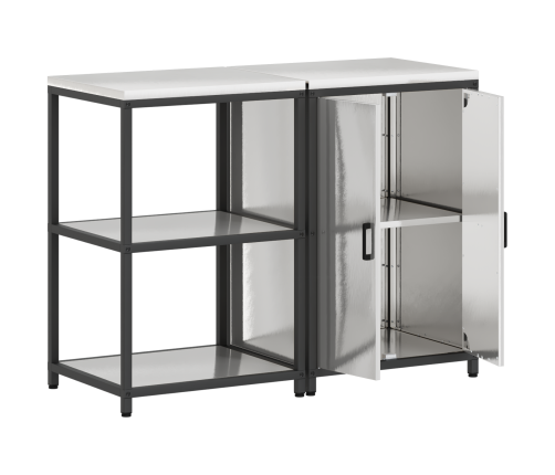 Virtuves Glabāšanas Komplekts 2 Pcs Sudrabs 120 X 50 X 92 Cm Vidaxl