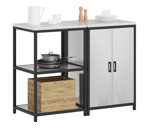 Virtuves Glabāšanas Komplekts 2 Pcs Sudrabs 120 X 50 X 92 Cm Vidaxl