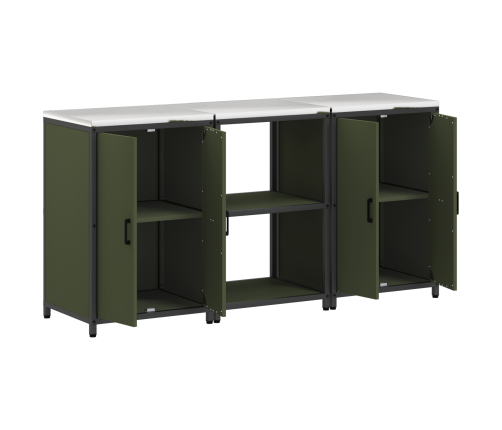 Virtuves Glabāšanas Komplekts 3 Pcs Olīvu Zaļš 180 X 50 X 92 Cm Vidaxl