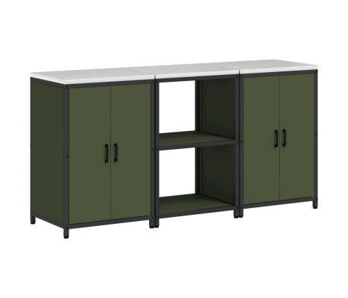 Virtuves Glabāšanas Komplekts 3 Pcs Olīvu Zaļš 180 X 50 X 92 Cm Vidaxl