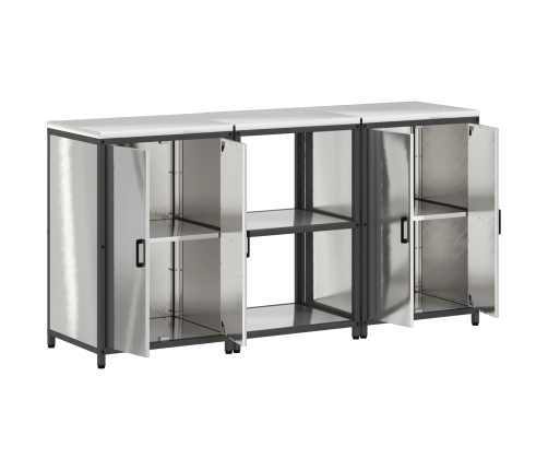 Virtuves Glabāšanas Komplekts 3 Pcs Sudrabs 180 X 50 X 92 Cm Vidaxl