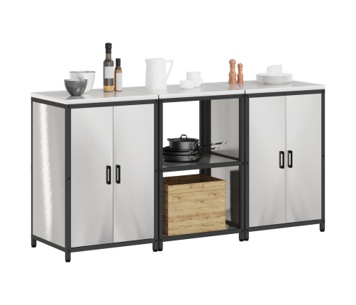 Virtuves Glabāšanas Komplekts 3 Pcs Sudrabs 180 X 50 X 92 Cm Vidaxl