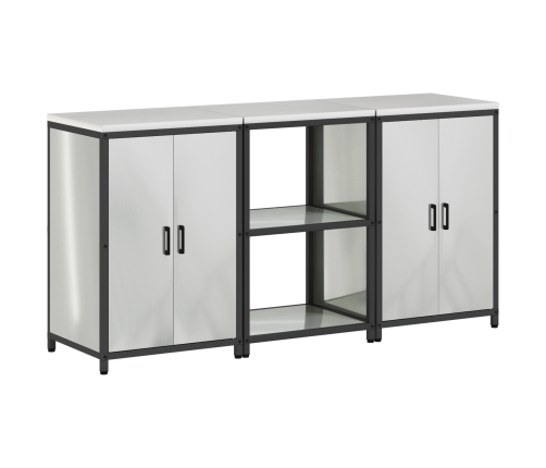 Virtuves Glabāšanas Komplekts 3 Pcs Sudrabs 180 X 50 X 92 Cm Vidaxl