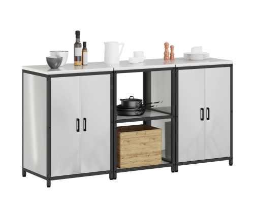 Virtuves Glabāšanas Komplekts 3 Pcs Sudrabs 180 X 50 X 92 Cm Vidaxl