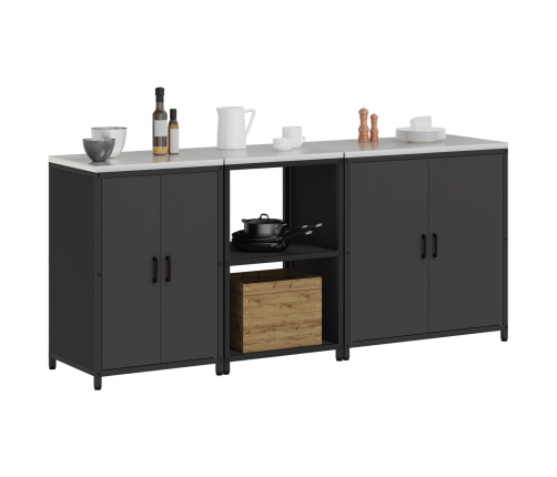 Virtuves Uzglabāšanas Komplekts 3 Pcs Melna 210 X 50 X 92 Cm Vidaxl