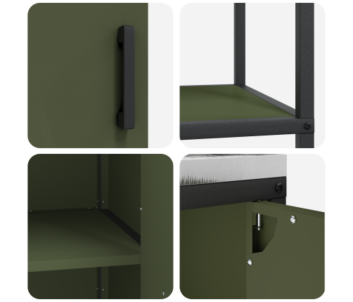 Virtuves Uzglabāšanas Komplekts Ar Plauktu Cits Ar Uzglabāšanu Ar Durvīm 3 Pcs Olīvu Zaļš Vidaxl