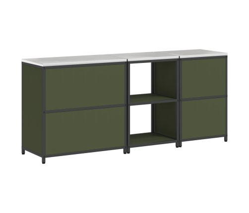 Virtuves Uzglabāšanas Komplekts Ar Plauktu Cits Ar Uzglabāšanu Ar Durvīm 3 Pcs Olīvu Zaļš Vidaxl