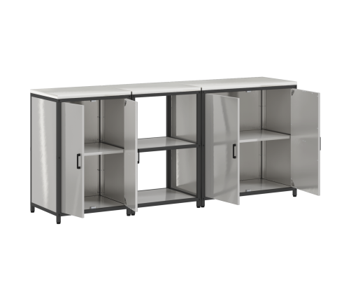 Virtuves Uzglabāšanas Komplekts 3 Pcs Sudrabs 210 X 50 X 92 Cm Vidaxl