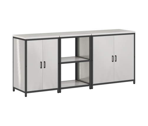 Virtuves Uzglabāšanas Komplekts 3 Pcs Sudrabs 210 X 50 X 92 Cm Vidaxl