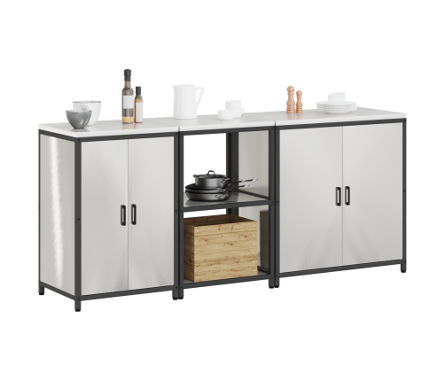 Virtuves Uzglabāšanas Komplekts 3 Pcs Sudrabs 210 X 50 X 92 Cm Vidaxl