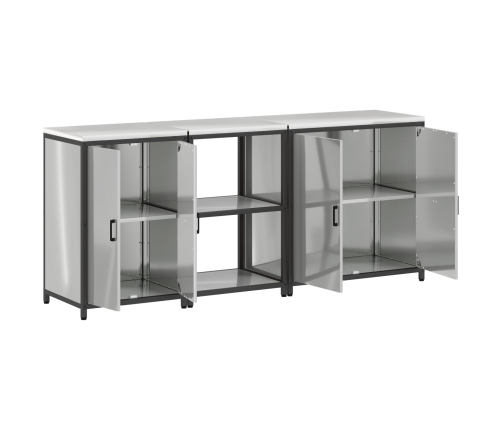 Virtuves Uzglabāšanas Komplekts 3 Pcs Sudrabs 210 X 50 X 92 Cm Vidaxl