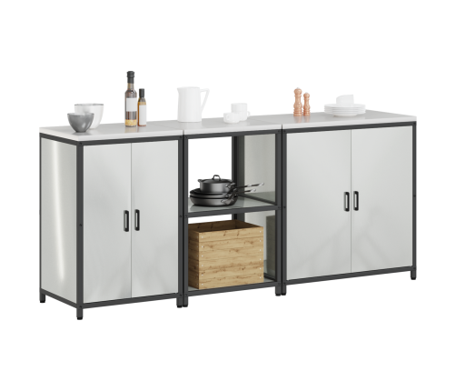 Virtuves Uzglabāšanas Komplekts 3 Pcs Sudrabs 210 X 50 X 92 Cm Vidaxl