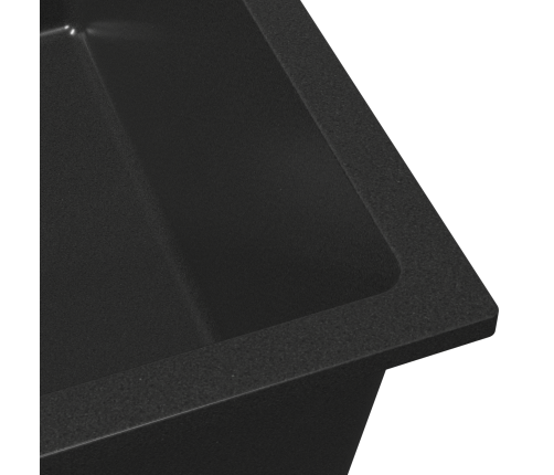 Virtuves Izlietne Ar Pārvades Caurumu No Melnā Granīta Vidaxl