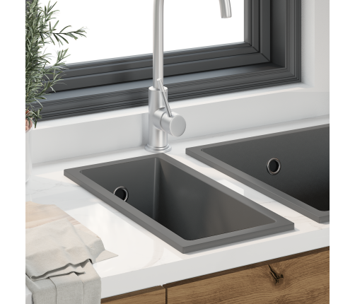 Virtuves Izlietne Ar Pārbīdāmo Atveri Pelēkā Granītā Vidaxl