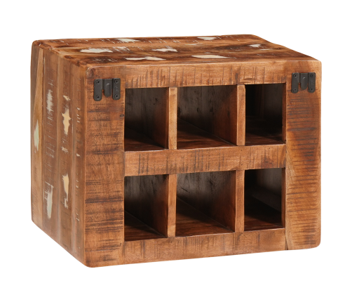 Vīna Plaukts Brūna 44 X 30 X 35 Cm Cietais Atjaunots Koks Vidaxl