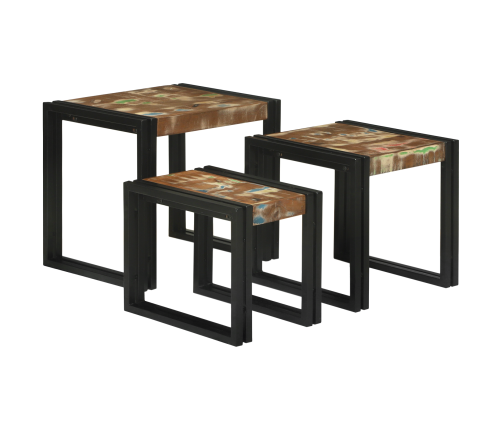 Viens Zem Otra Novietojami Galdi 3 Pcs Pārstrādāts Masīvkoks Vidaxl