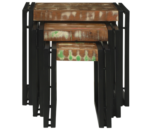 Viens Zem Otra Novietojami Galdi 3 Pcs Pārstrādāts Masīvkoks Vidaxl