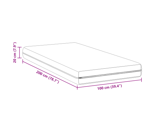 Matrači Balts 100 X 200 Cm 100% Poliestera Audums Vidaxl