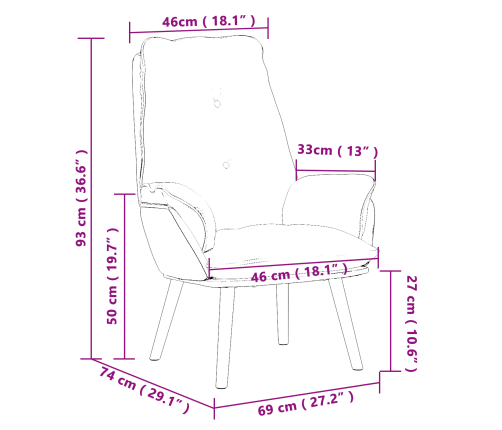 Atpūtas Krēsls Krēmkrāsas Audums Vidaxl
