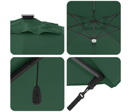 Zaļš Kantīlvers Lietussargs Zaļš Poliesteris, Metāls Liels Vidaxl