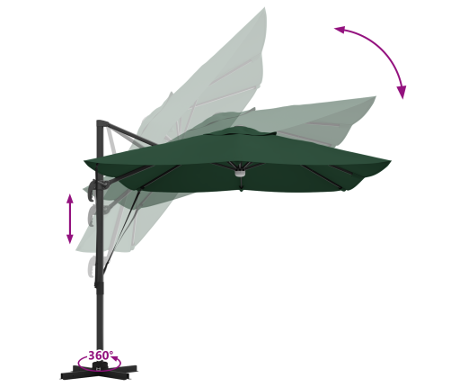 Zaļš Kantīlvers Lietussargs Zaļš Poliesteris, Metāls Liels Vidaxl