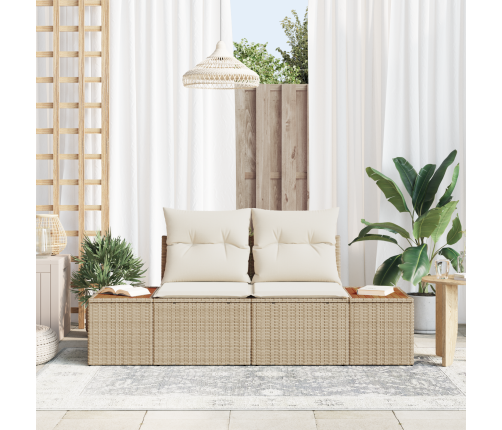 2-Vietīgs Dārza Dīvāns Ar Uzglabāšanu Un Spilveniem Bēšā Poliratanā Vidaxl