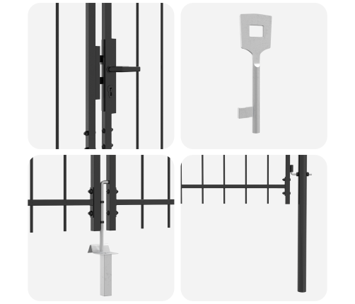 Vidaxl Dārza Vārti Ar Šķērsvirsmu Pelēki 125X400 Cm Tērauds